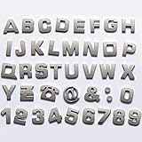 Okeler 1 Set 40 Pcs Silver Car Logo Auto 3D Emblem Badge Sticker Chrome Letters Number with Free Pen