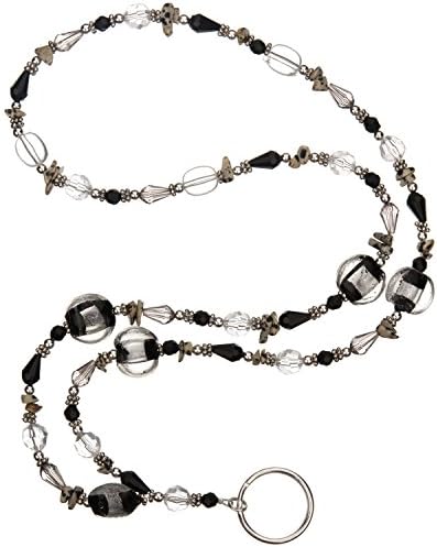 Beaded Lanyard Onyx Crystal ID Badge Holder