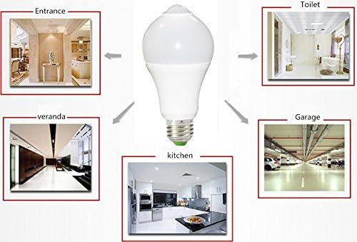 Motion Sensor LED Light Bulb,12W 1100Lm E26 110V,Automatic Infrared Sensory Motion Detector/Activated Night Light for Indoor Hallway Stairs Closet Basement Pantry Outdoor Porch Garage(1Pcs,Cool White)
