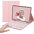 AnMengXinLing Galaxy Tab A8 10.5 Inch 2022 Keyboard Case with Touchpad,Ultra Thin Detachable Keyboard Leather Folio Smart Cover for Model A8 SM-X200 SM-X205, Pink
