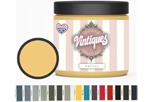Vintiques Chalk & Mineral Paint plus color card, Matte Finish- Easy Application for DIY Projects - Furniture, Wood, Metal, Home Decor and More, Saffron, 8oz