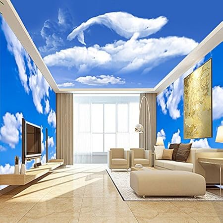 European 3d Wallpaper Blue Sky Ceiling Ceiling Wallpaper