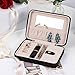 JL LELADY JEWELRY Small Jewelry Box Travel Jewelry Case Portable Faux Leather Jewelry Ring Boxes Earring Holder with Mirror for Women Girls (Black)
