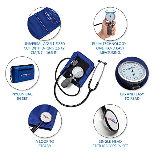 Aneroid Sphygmomanometer with Single Head Stethoscope and Carrying Case by Paramed