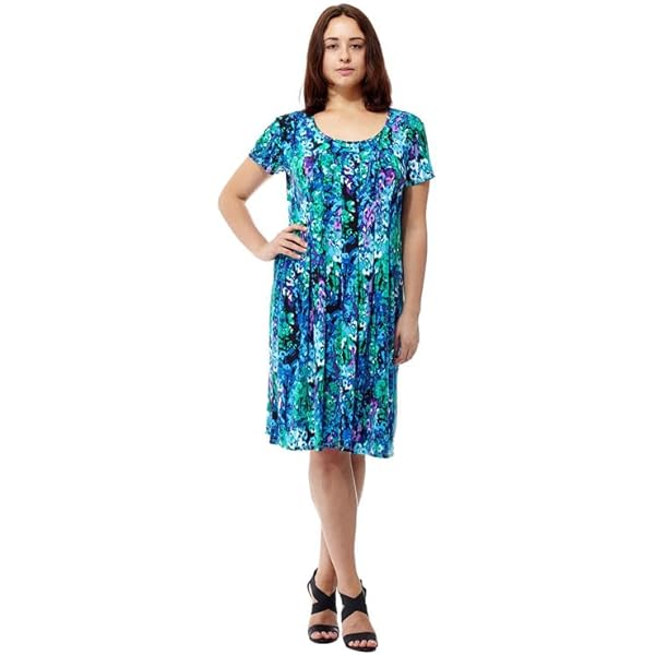 CeCe Short Sleeve Babydoll Dress Ocean Blue MD at Amazon Women's