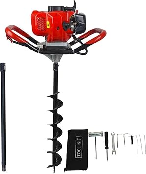 Amazon Eco Worthy 穴掘り機 エンジン 52cc 2 5hp ガソリン ドリル cm直径ドリル 60cm延長棒 杭打ち ビニールハウスやテント設置時の下穴掘り オーガ