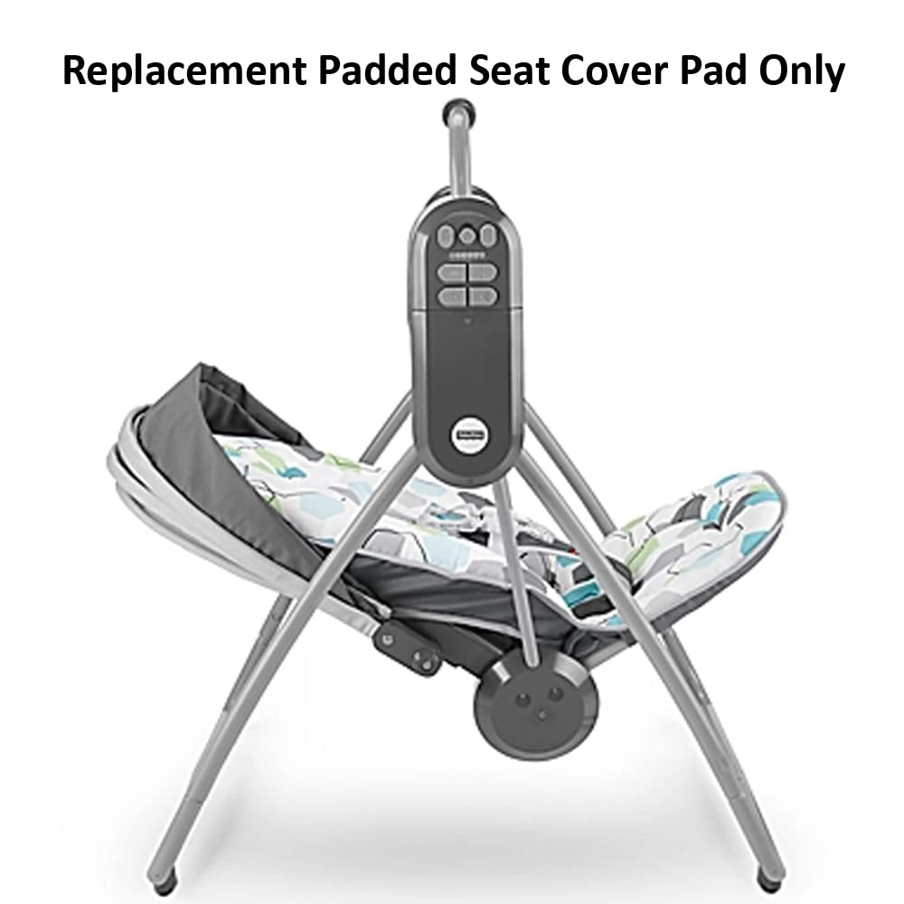 Replacement Part for Fisher-Price On-The-Go Baby Swing - GKH40 ~ Replacement Padded Seat Cover Pad ~ Blue, Green and Gray Hexagon Print