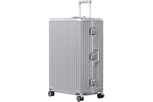 AnyZip Luggage PC+ABS Aluminum Frame Zipperless Checked Luggage Hard Shell Suitcase with TSA Lock Double Spinner Wheels 28 Inch Silver