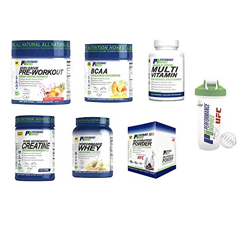 Performance Bundle (Multi Vitamin, Performance Whey (Vanilla Bean), Creatine-Unflavored, Pre-Workout (Tropical Fruit Punch), BCAA (Pineapple Mango Delight), Re-Hydration Powder, Blender Bottle