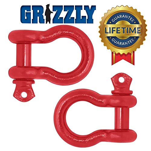 2 Pack D Ring Shackles 3/4 INCH Red Heavy Duty Steel with 4