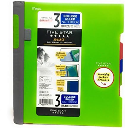 Five Star Advance Spiral Notebook-Standard Size, 3-Subject, 150 College-Ruled Sheets, 11 x 8.5 Inch Sheet Size, Lime (73134)