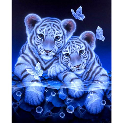 5D Diamond Painting,Iuhan 5D Diamond Painting,Iuhan 5D DIY Diamond Tiger Painting Embroidery Full Round Diamond Home Decor Gift (Gray)