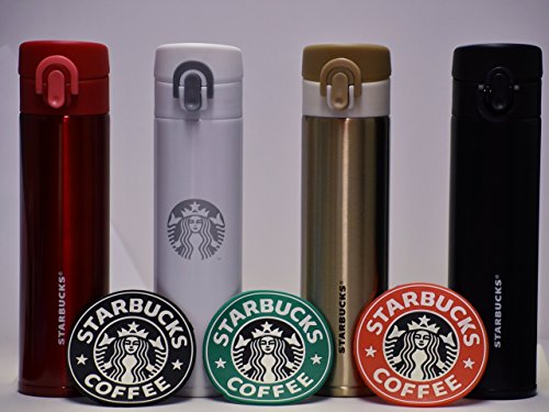 Starbucks Stainless Steel Tumbler + 1992 Siren Logo Starbucks Coasters (3-Pack Bundle)
