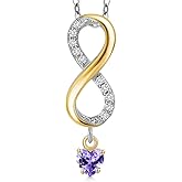 Gem Stone King 925 Silver and 10K Yellow Gold Blue Tanzanite and Lab Grown Diamond Pendant Necklace for Women | 0.54 Cttw | Gemstone December Birthstone | Heart Shape 4MM | With 18 Inch Silver Chain