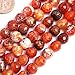 GEM-Inside Fire Agate Gemstone Gem Loose Beads Faceted 8mm Natural Beads Round Crystal Energy Stone Power Beads for Jewelry Making 15