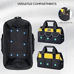 TICONN Tool Bag with Multi-Pockets Wide Mouth Tool