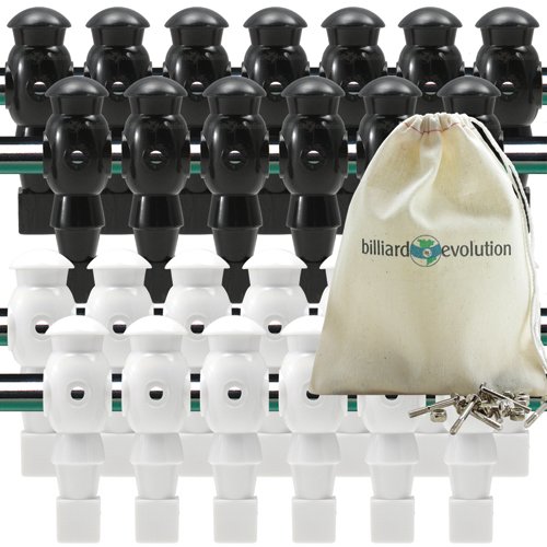 Billiard Evolution 26 White and Black Foosball Men with Free Screws and Nuts