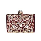 Minicastle Womens Noble Evening Clutch Bag Wedding Purse Bridal Prom Handbag Party Bag Maroon