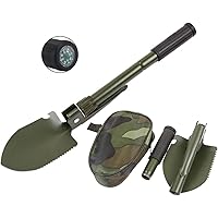 SAHENITEANA Small Folding Camping Shovel, Mini Compact Pickaxe with Carrying Pouch for Gardening, Off Road, Hunting, Car Emer
