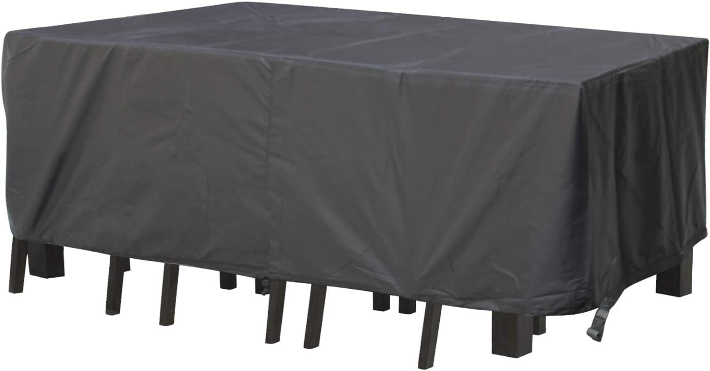 Patio Furniture Covers Rectangular, ERAY Lightweight OutdoorTable and Chair Set Cover Waterproof for Garden Furniture, Windproof Design with 4 Buckle Straps (S-75"x47"x26")