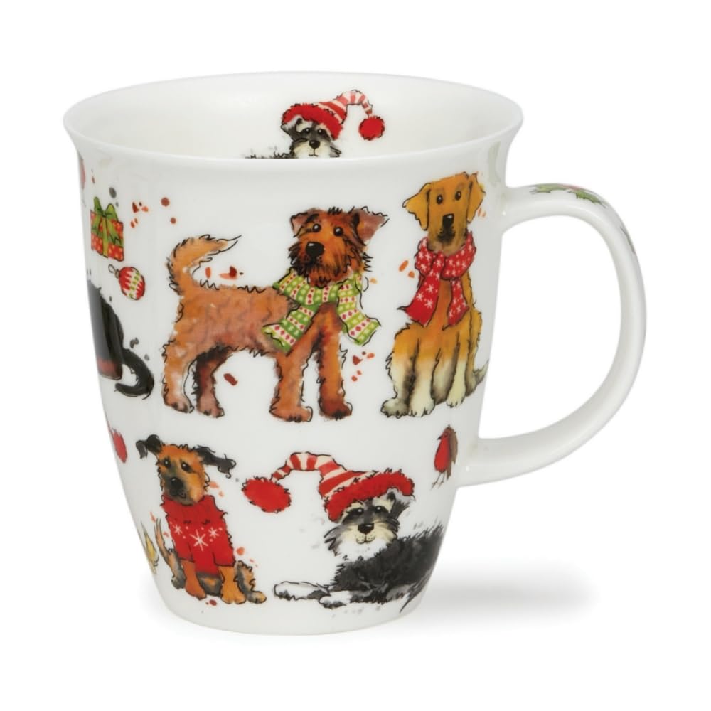 Dunoon Nevis 0.48L Fine Bone Festive China Mug Festive Dogs