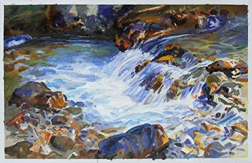 In the Tyrol - John Singer Sargent hand-painted oil painting reproduction,beautiful rocky mountain stream,vivid color landscape wall artwork (25.2 x 40 in.)