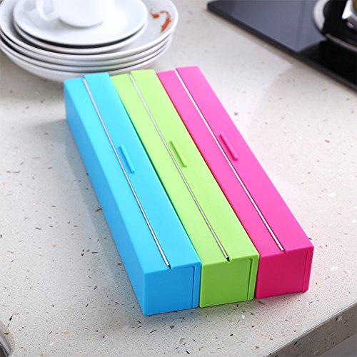 DaycountÂ® Food Wrap Dispenser, Cling Film Cutter With Wrap Dispenser Preservative Foil Film Cutter Wrap Cutter kitchen Tools (Green)
