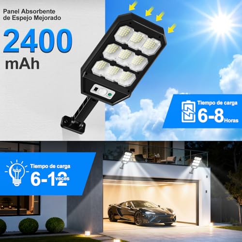 FURRIFIC Luces Solares para Exterior, 2 Paquetes 279 LED 1000 Lúmenes Lámpara Solar con Sensor de Movimiento, Impermeable IP65 de Iluminación Segura para Jardín, Patio, Terraza, Hogar