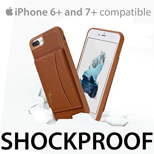 iSkipper iPhone Wallet Protective Case |Stand able Shockproof Hybrid Cover | Combined PC &amp; TPU | PU Back Leather | RFID Protection Technology | For iPhone 6 Plus &amp; 7 Plus | Multiple Credit Cards Slots
