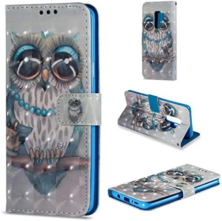 OnePlus 5T Case,PU Leather Wallet Folio Heavy Duty Protection Phone Cover with Credit Card Slot WristStrap Magnetic Closure Kickstand Accessories Grey Owl