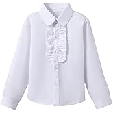 SHINFAN Girls' Long Sleeve Peter Pan Collar Shirt Girls School Uniform Shirts