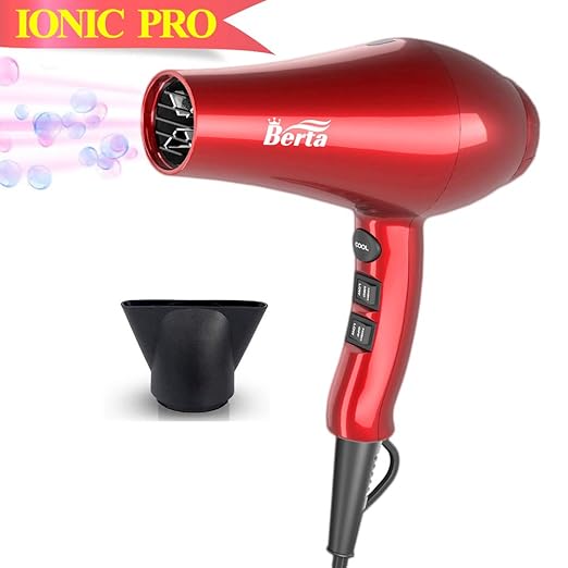 Professional Ionic Hair Dryer, Berta Lightweight Powerful 1875 Watt