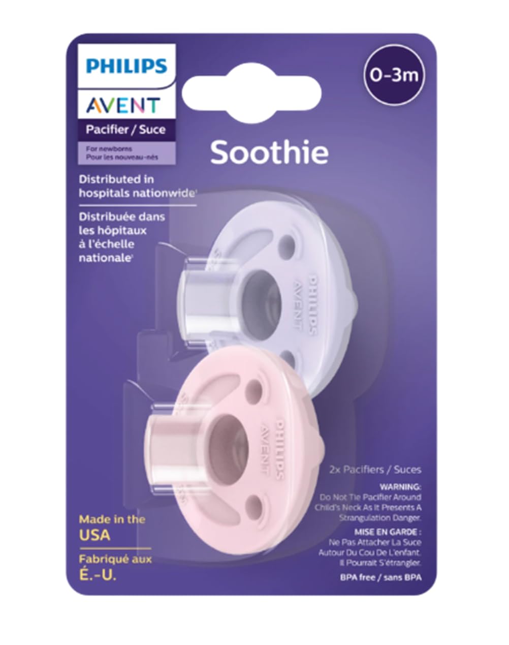 Philips Avent Soothie Pacifier, 0-3 Months, Pink/Purple - by Philips AVENT