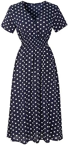 STORTO Womens Dots Boho Mini Dress Lady Beach Summer Sundress Maxi Dress