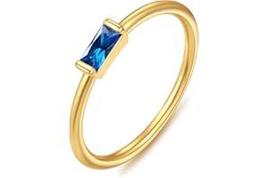 KOHOTA Dainty Gold Birthstone Rings for Women 14k Gold Plated Non Tarnish Thumb Stackable Ring Mothers Birthday Gifts Engagement Wedding Promise Rings Emerald Green Gemstone Jewelry Band Size 6-10