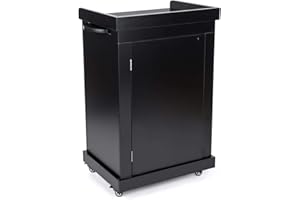 Displays2go Rolling Podiums with Adjustable Shelves – Black (OLILCTMMSBK)