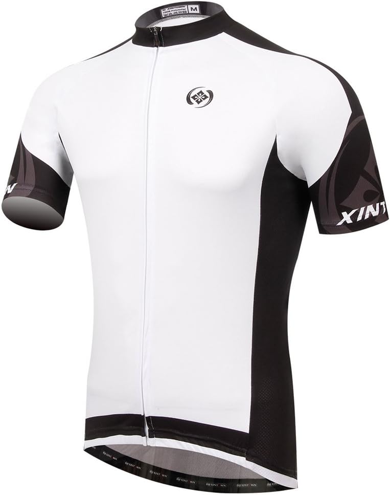 Pinjeer Moisture Wicking Men's Summer Cycling Jersey Clothing Pure White with Black Embellishment Dresses for Outdoors Sports Bicycle Riding Wear,Quick Dry Jersey 100% Polyester Men Short Sleeve