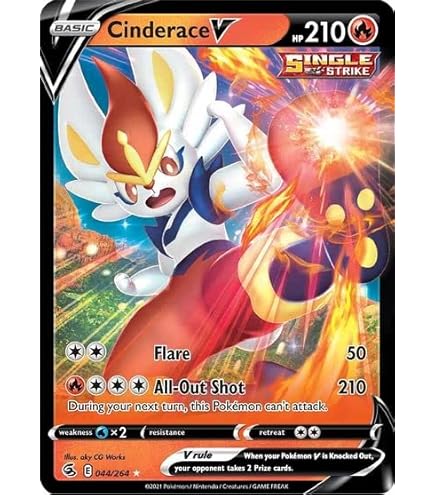 cinderace pokemon card holographic 035/192 Cinderace V | Rare Holo V Card | Sword & Shield Rebel Clash main image 1