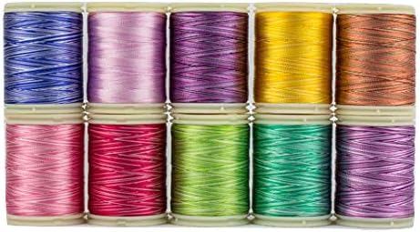 WonderFil, Specialty Threads, Splendor, 2-Ply Rayon Versatile Thread, 40wt, Variegated B - Set of 10