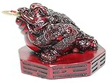 Fortune Coin Red Three Legged Money Toad/ Frog /Chan Chu on BaGua - Feng Shui Chinese Charm of Prosperity Decoration Gift US Seller (Idea for Office Desk, Computer, Book/TV Shelf, and Cashier Registration Area Display)