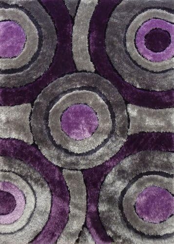 CHIC RUGZ Style 110 Gray Purple Hand Tufted Weave Modern Living Shag Area Rug, 5' x 7'