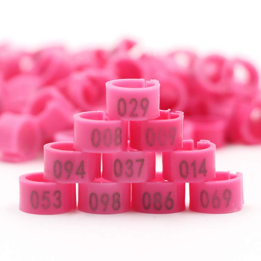 Farm & Ranch Pigeon feet rings with number 001-100 diameter 8mm poultry feet rings for chicks Parrot Chicks Leg Band Duck Clip Rings Bands (Pink)