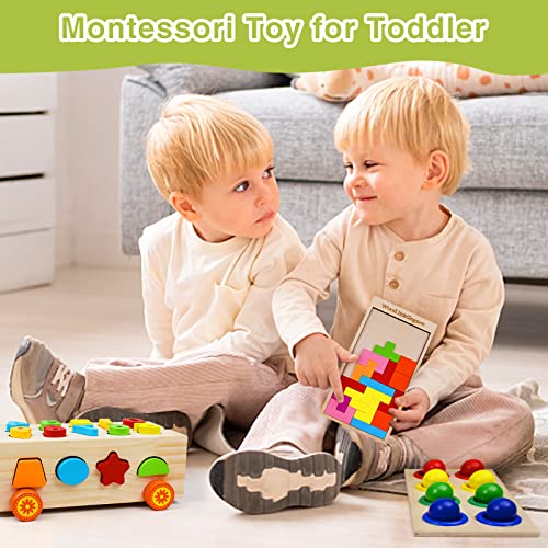 Uncle Nick Montessori Toys for 1 2 3 Year Old Boy Girl, Wooden