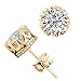 Beydodo Gold Plated Earrings for Women(Stud Earrings),Retro Crown Design Crystal Flower White CZ