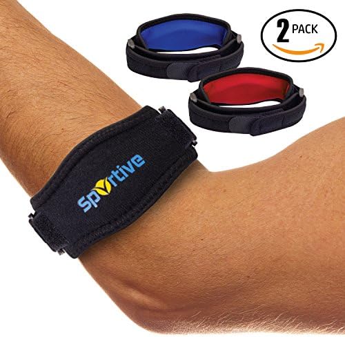 Tennis Elbow Brace (2 braces + bonus wrist band) by Sportive. Tennis & Golfer Elbow Brace for rapid pain relief for forearm pain & tendonitis. Includes 2 Braces/Straps and a bonus Wrist band