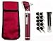 Fiber Optic Mini Otoscope Set - Medical Diagnostic Examination Set - Pocket Size - (MAROON)