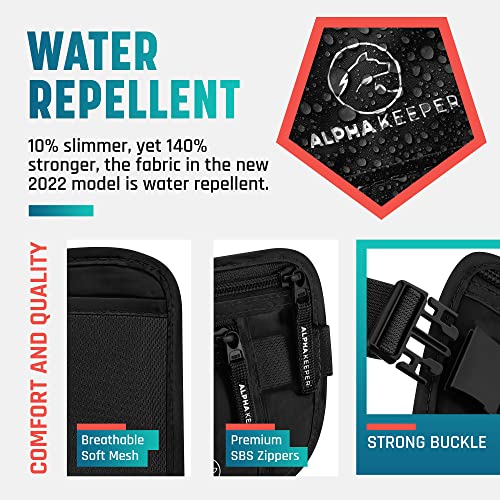 Alpha Keeper Money Belt for Travel Hidden Under Clothes – RFID Blocking Passport Holder & Slim Waist Wallet Pouch for Women & Men, Anti-Theft Travel Accessories
