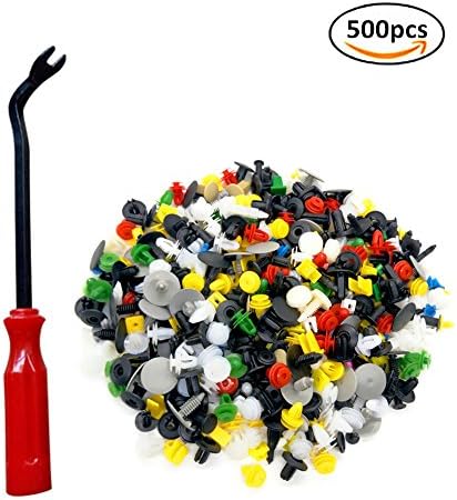 Dikley Push Pins Mixed Door Trim Panel Clip Fasteners Car Bumper Clips Rivet Retainer 500Pcs with Screwdriver