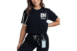ROSSOSSOR Custom RN Registered Nurse Shirt for Women Personalized T Shirts with Name Graphic Tees Design Your Own Tops