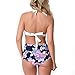 BuyBai Women's Sexy Halter Bikini Floral Print High Waist Swimsuit Bathing Suits